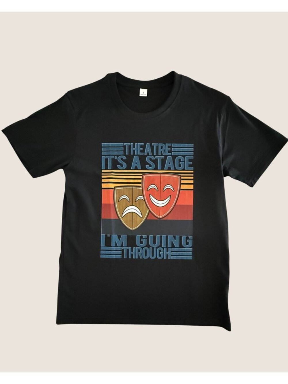 Theatre Graphic Tee Size Small Black Comedy Tragedy Masks Shirt